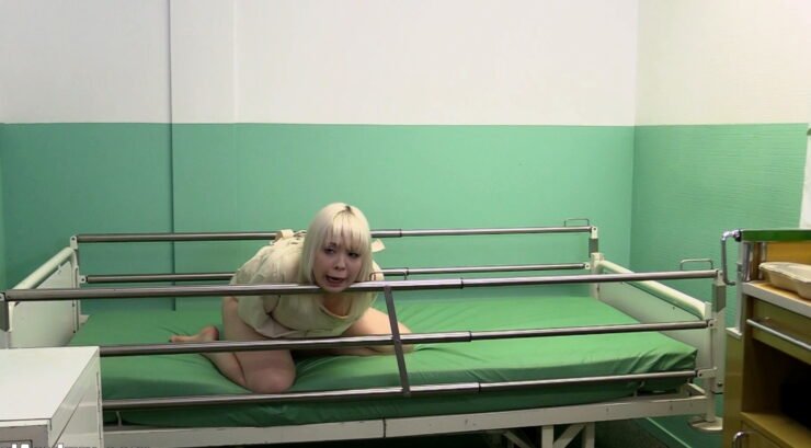 Tiny Cherry English Locked in Hospital in Posey Straitjacket