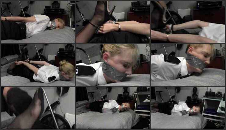 Policewoman Ariel Anderssen has been hogcuffed tight