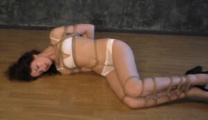 Russian Jasmin struggling with legs are tied