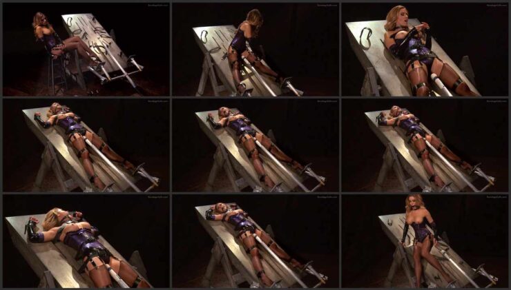 Randy in a latex corset on the automated self bondage table. Chapter 1. wmbcv-0733