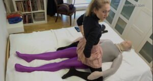 Tease a nylon mummified slave while he suffers and moans