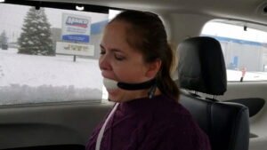Rachel tied up in car, long and uncomfortable ride awaits her