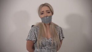 Aubrey grabbed and gagged with three shades of gray tape