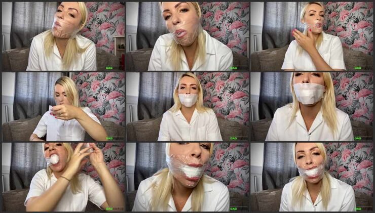 Self Gag with Naughty Nurse Terri, 3 Gag Video in one