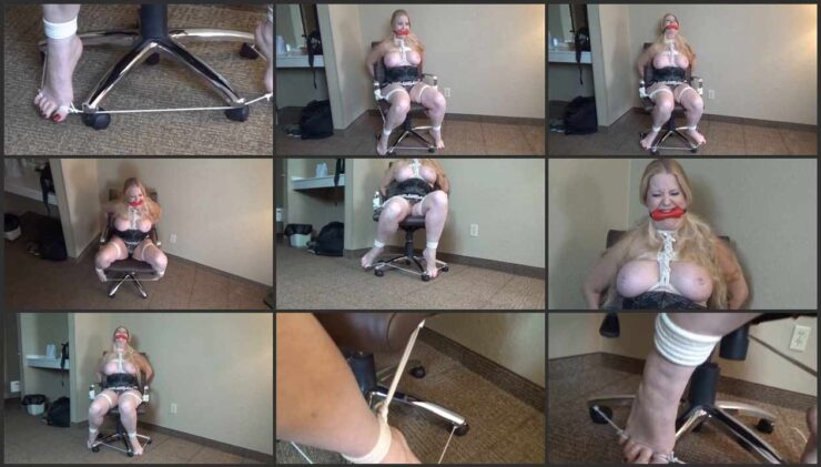 BBW Kristyna bound and gagged on the office chair #685