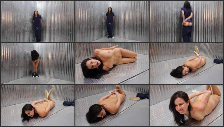 Kobe struggling for freedom in hogtied zip tied