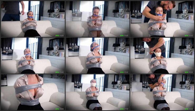 Secretary Aubrey in Tape Bondage. 3 Gag Video