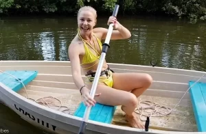 Lucy Lauren locked in the rigid NeoSteel belt – chastity boating