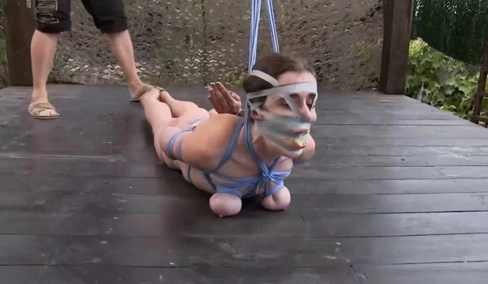 Outdoor Breast Suspension a Mean Hogtie And Pain Bondage Training For Little Red Girl