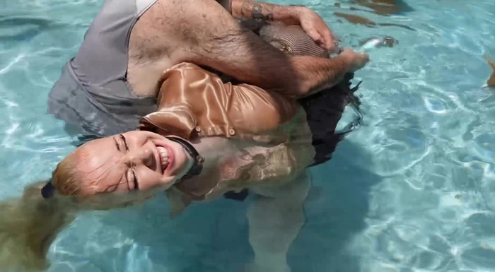 Lil enjoys tied up orgasms underwater