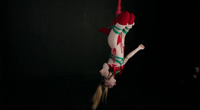 Princess Violet inverted rope bondage with vibrator and flogging Scene 1