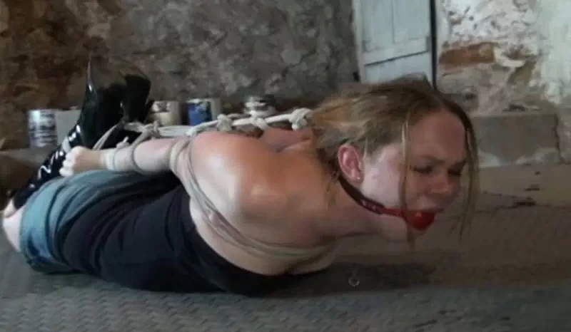 New neighbor ends up in basement strictly hogtied