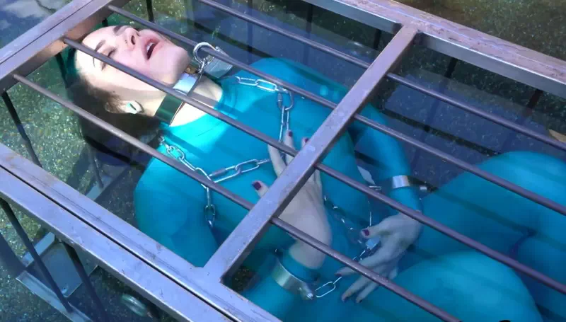 Getting wet ballgagged and the heavy chains and collar Part 2