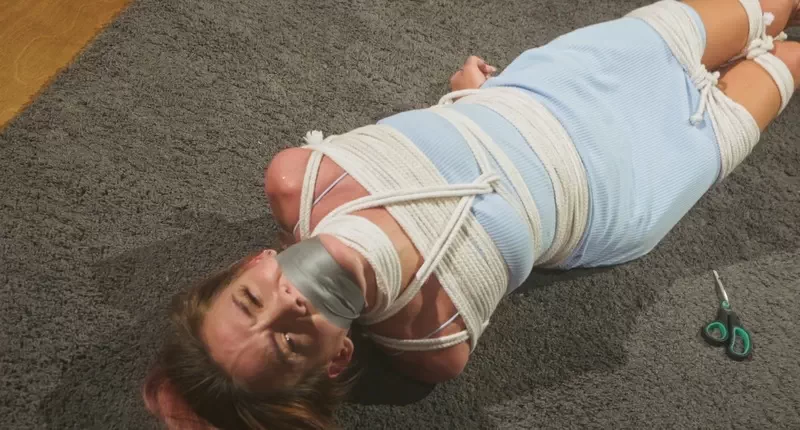 Intense Rope Struggle with Tightly Gagged Mouth