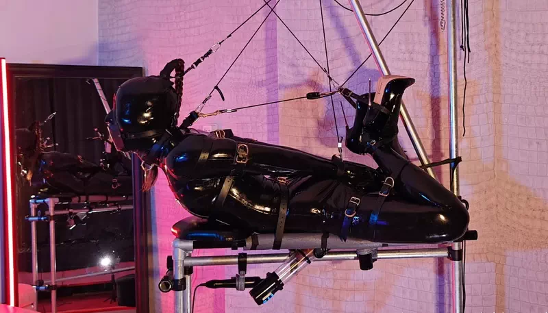 Ultimate latex hogtie and device edging torment