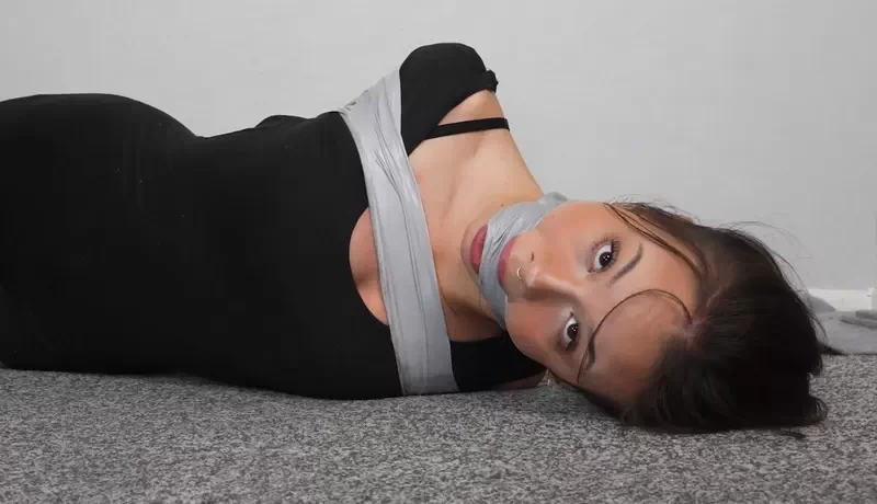 Lilly’s Flexibility Test: Tape Bound and Wrap Gagged!