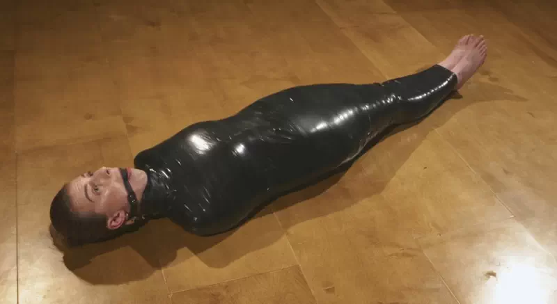 Tight PVC Mummification Part 1 Struggling in the Embrace of the Tape