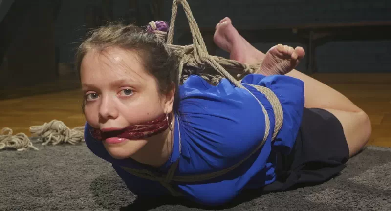 First Suspended Hogtie Experience of a Sweet Rope Bunny