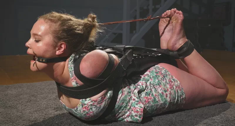 Leather Bondage Training For Submissive Chubby Cutie