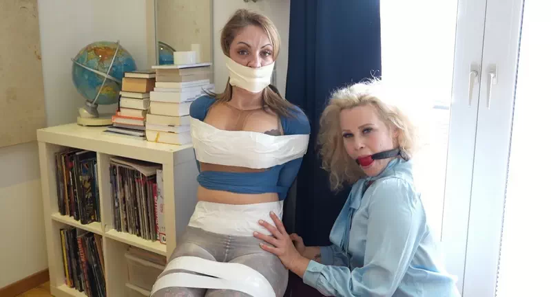 Alba is Helena’s bound pantyhose footslave