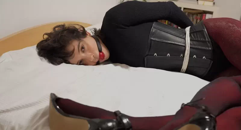 Pixie gets hogtied and ballgagged in ballet boots by Mira