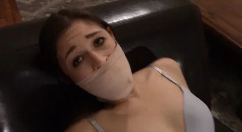 In blue socks & panties tied up with a tight crotch rope