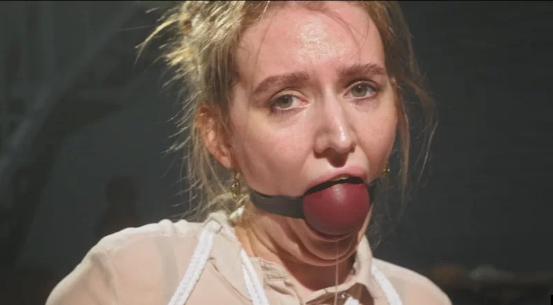 Chair Bondage with Huge Ball Gag